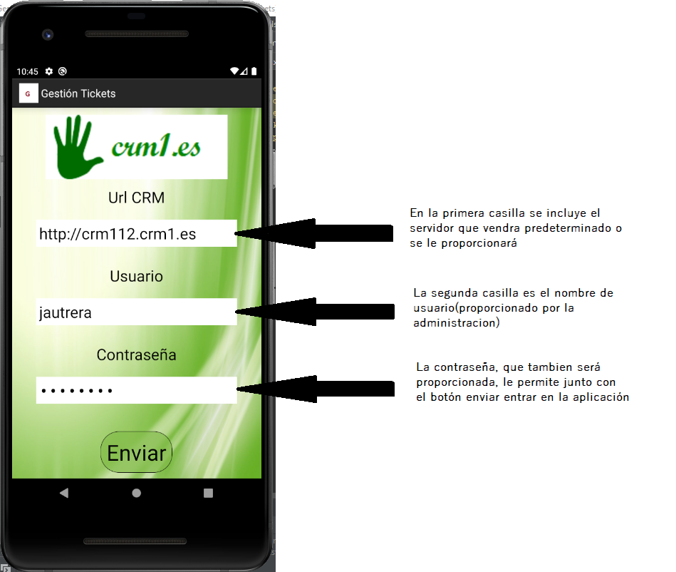 Ventana principal de la App de Gestión de Tickets de Hostgreen