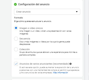 meta configuración anuncio