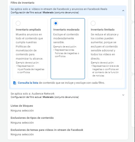 meta opciones