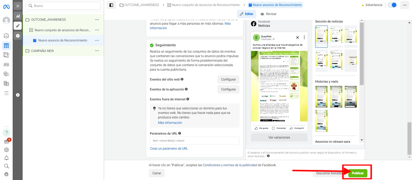 meta publicar