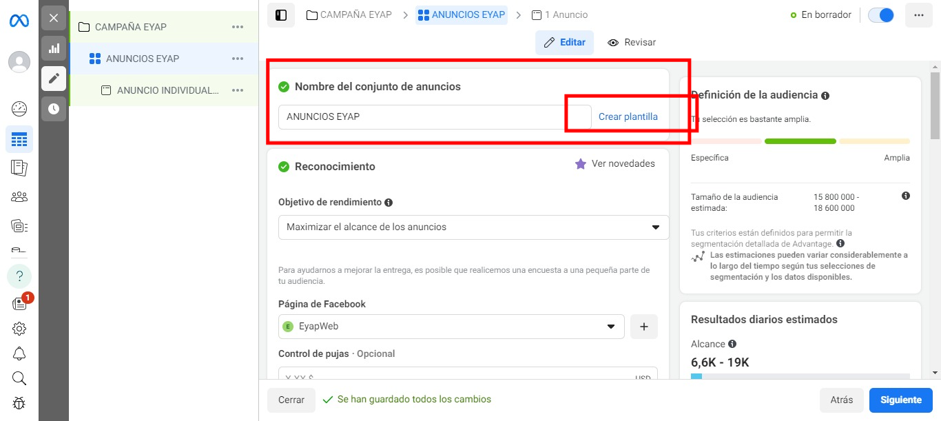 meta conjunto anuncios