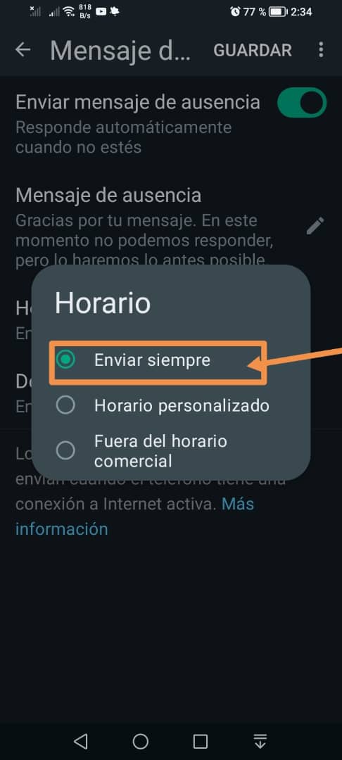 whatsapp enviar siempre