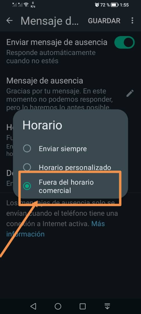 whatsapp horario comercial